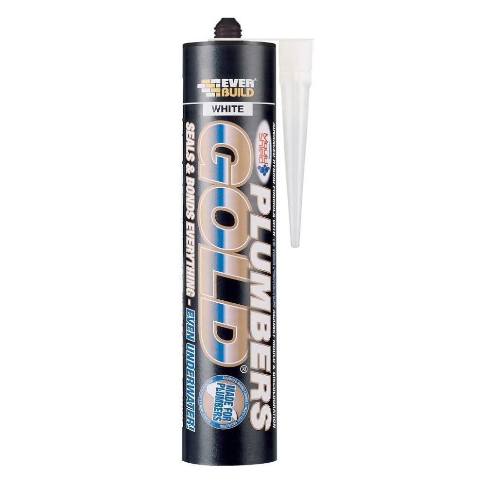 Everbuild Plumbers Gold Sealant Adhesive White PLUMBGWE Mould Shield